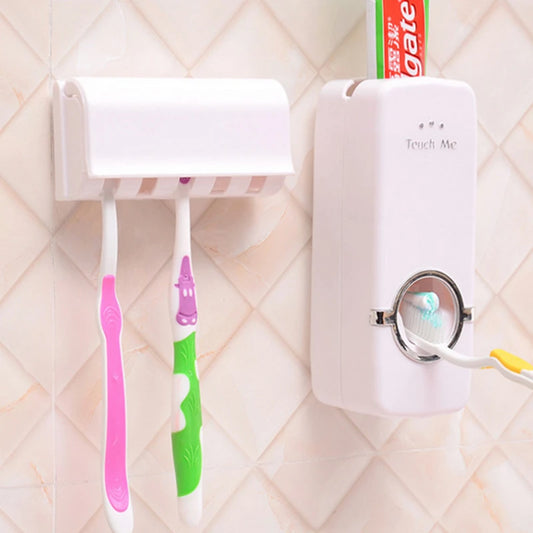 Wall Mounted Toothbrush Stand And Automatic Toothpaste Dispenser