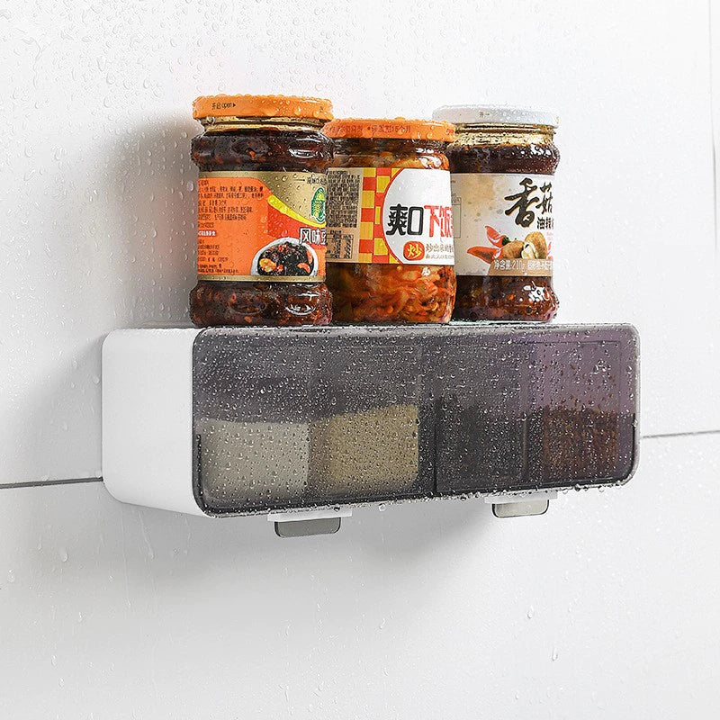Kitchen Wall Mounted Dust Proof Spice Rack