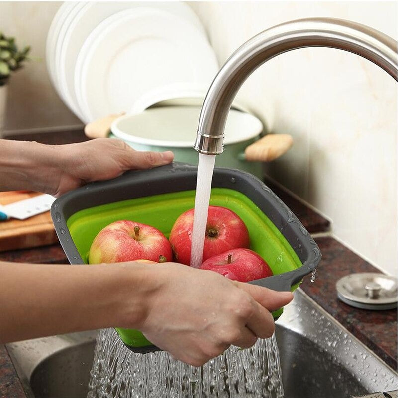 TWO FOLDABLE SILICONE STRAINER SET