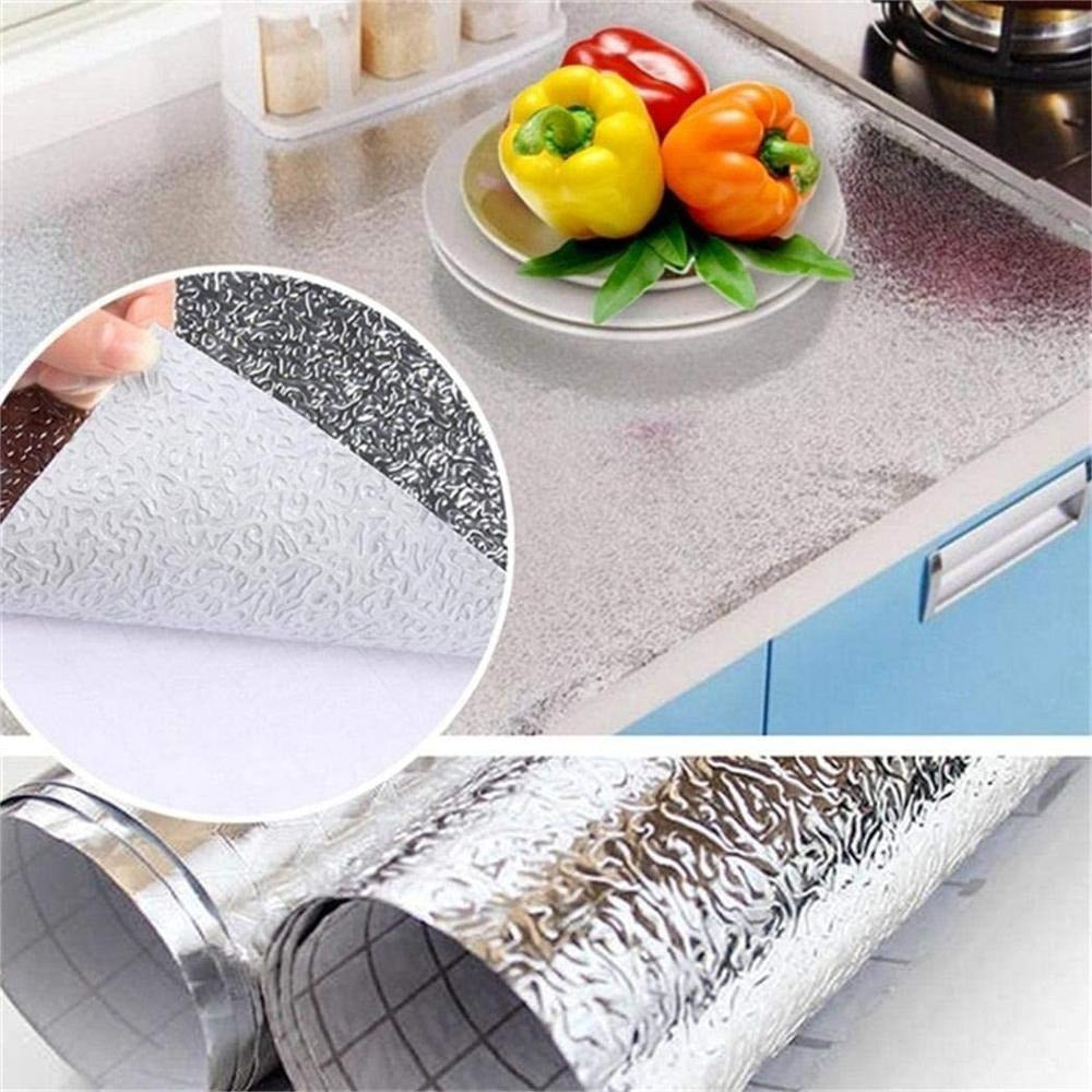 Silver Aluminum Foil Sticker Roll for Kitchen - 2 Meter
