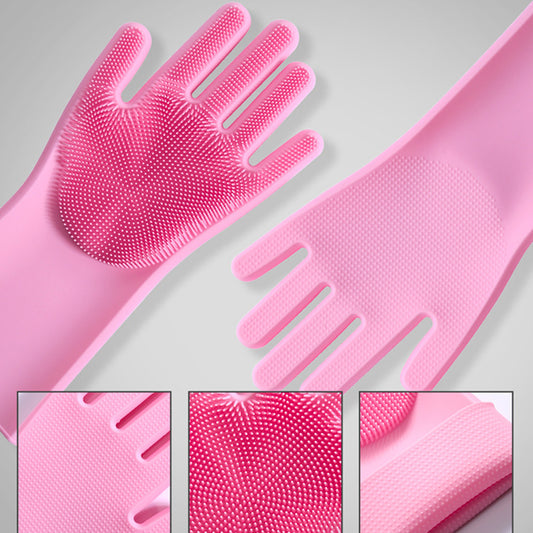 Silicone Dishwashing Gloves 1 Pair, Sponges for Cleaning,